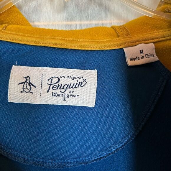 Original Penguin Golf Colorblock Crossover Pullover Blue & Gold Hoodie M - Picture 5 of 12